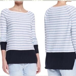Vince | Cotton Nautical Slub Breton Stripe Colorblock Boatneck Sweater Sz Medium
